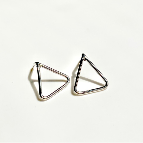 925 Sterling Silver Triangle Studs - Picture 2 of 7